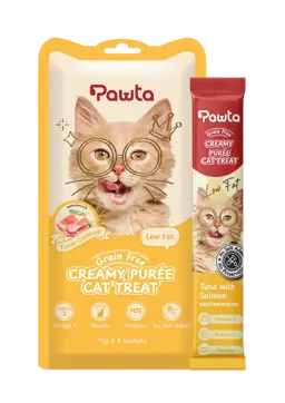 creamy purée cat treat tuna with salmon