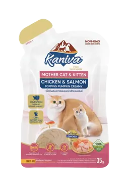 mother cat & kitten chicken & salmon topping pumpkin creamy