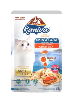 skin & coat tuna topping crab meat in jelly