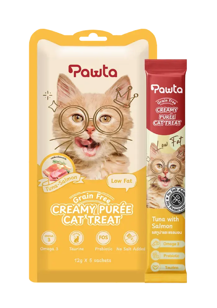 creamy purée cat treat tuna with salmon