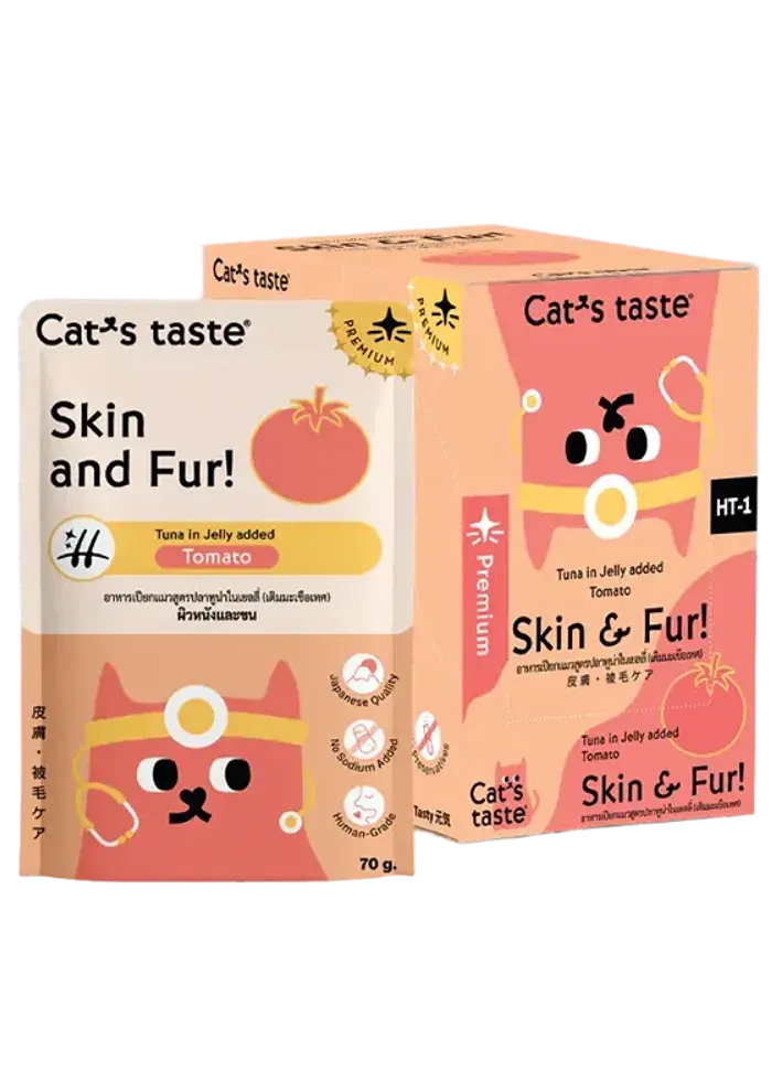 skin and fur! tuna in jelly added tomato