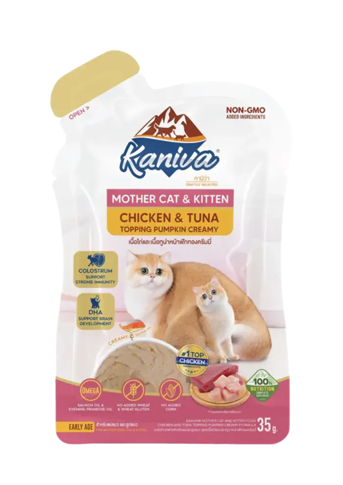 mother cat & kitten chicken & tuna topping pumpkin creamy
