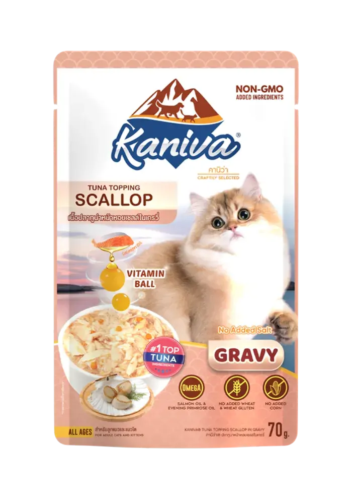 tuna topping scallop in gravy